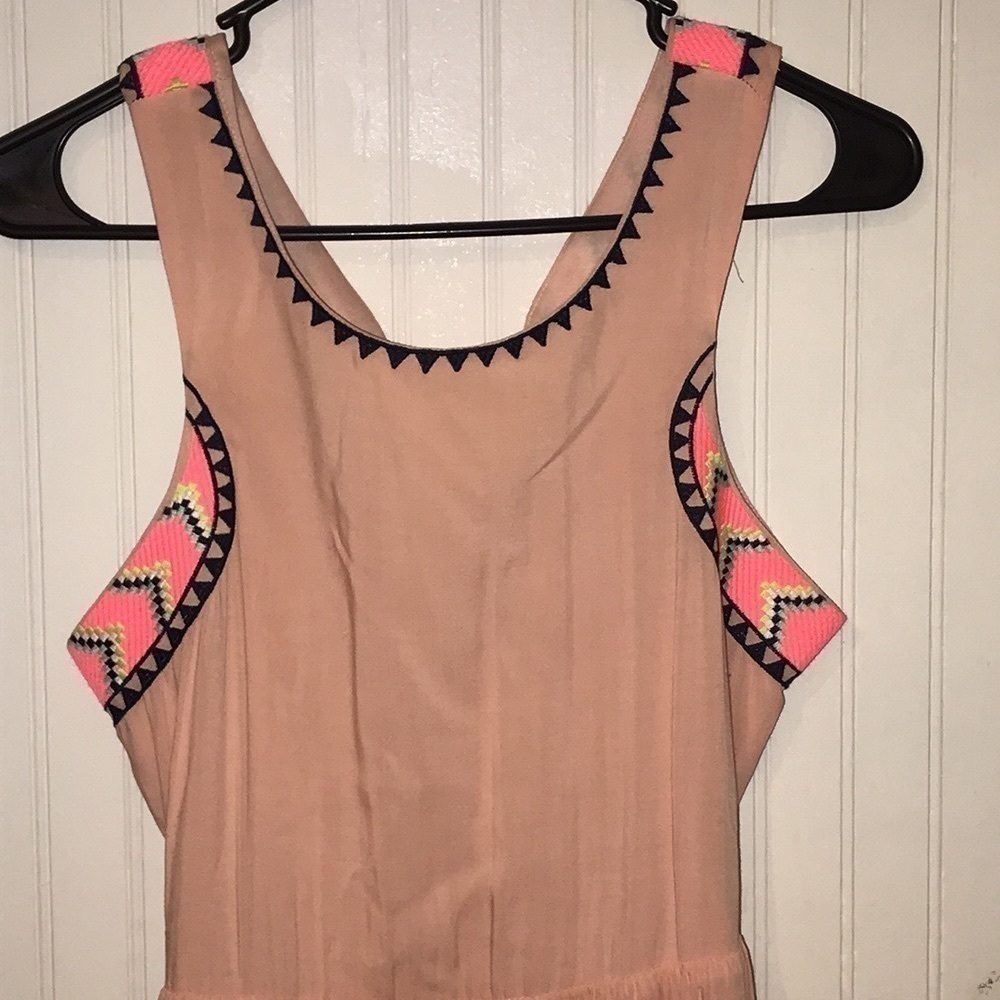 Lulumari Pink floor length maxi dress with tribal accents size medium - Picture 3 of 6